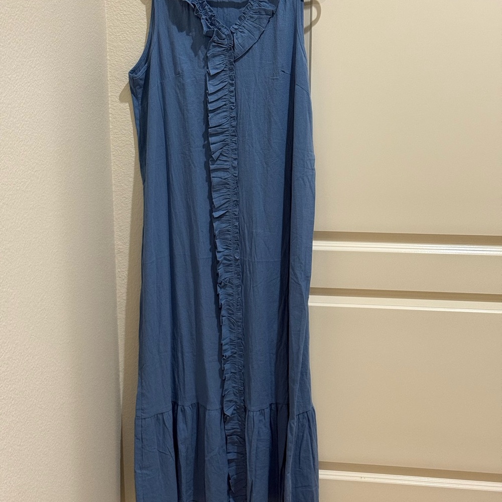 NWOT Blue Ruffled Maxi Dress 2XL